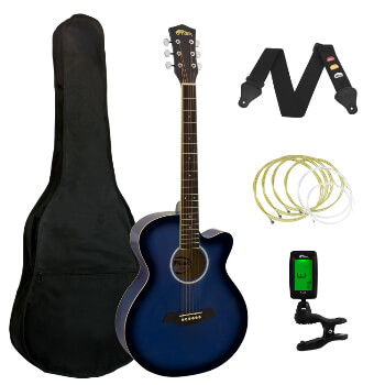 Tiger Blue Acoustic Guitar Pack for Students - Including FREE Tuner