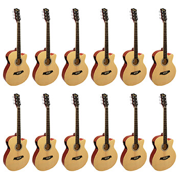 Tiger Electro Acoustic Guitar for Beginners - Natural - Pack of 12
