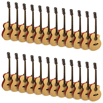 Tiger Electro Acoustic Guitar - Natural- Pack of 24 With 4 Tuners