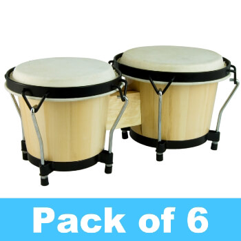 World Rhythm Bongo Drums - Pack of 6