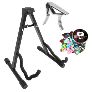 Tiger Guitar Stand, Plectrums and Capo Pack