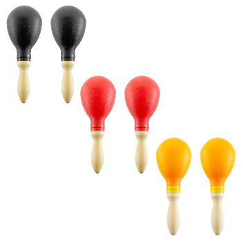 Traditional Plastic Maracas in Red, Yellow or Black