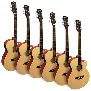 Tiger Electro Acoustic Guitar for Beginners - Natural - Pack of 6