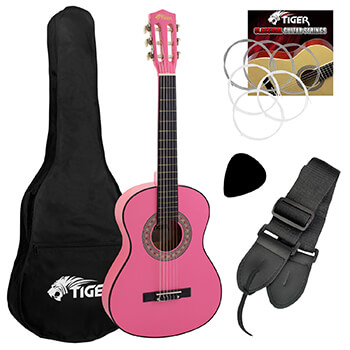 Jasmin 1/4 Size Classical Guitar Pack - Pink