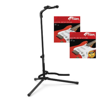 Tiger Universal Guitar Stand & 2 Packs of Electric Guitar Strings
