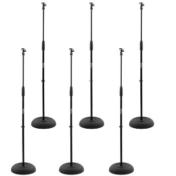 Tiger Pack of 6 Heavy Duty Round Base Microphone Stands