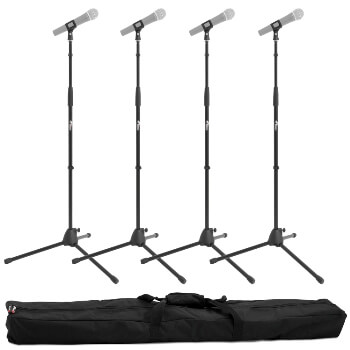 Tiger Microphone Stand with Tripod Base - Pack of 4 with Bag