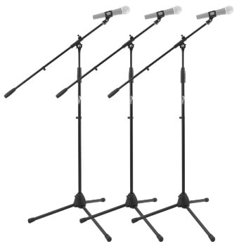 3 Pack of Tiger Professional Black Boom Microphone Stands