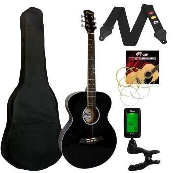 Tiger Acoustic Guitar in Black - School Kit
