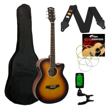 Tiger Electro Acoustic Guitar in Sunburst - School Pack