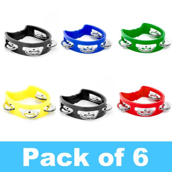 Tiger Mini Kids Tambourine - Pack of 6 - Variety of Colours