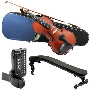 Primavera 100 1/2 Size Violin Pack for Beginners with Tuner and Violin Shoulder Rest