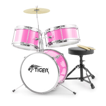 Jasmin 3 Piece Junior Drum Kit - Drum Set for Kids in Pink