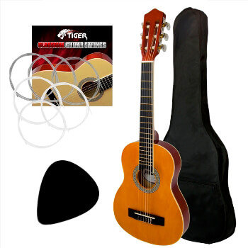 Tiger Left Handed 4/4 Size Classical Guitar Pack - Nylon Strings