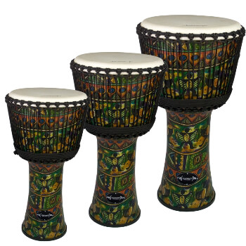 World Rhythm Goat Skin PVC Green Djembe Drum