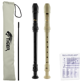 Tiger Descant Recorder - School Recorder with Cleaning Rod & Case