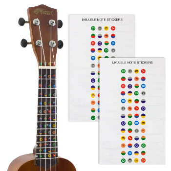 Tiger Ukulele Note Sticker - Colour Coded Fretboard Stickers - 2 Pack