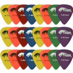 Tiger Guitar Plectrums - Pack of 24 Light to Medium Matte Picks