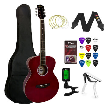 Tiger Beginners Acoustic Guitar Package - Red