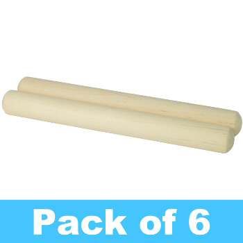 Theodore Wooden Claves - Natural Rhythm Sticks - Pack of 6 Pairs