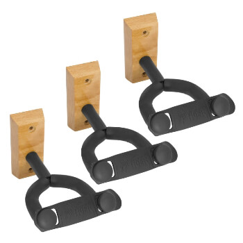 Tiger Pack of 3 Wooden Guitar Wall Mount 
