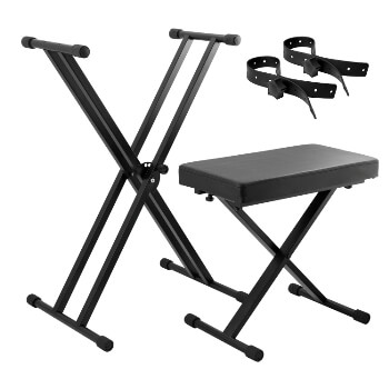 Tiger Keyboard Stand and Stool Set - Securing Straps Included