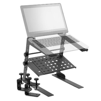 Tiger Laptop Stand / DJ Stand with Shelf and Desktop Clamps