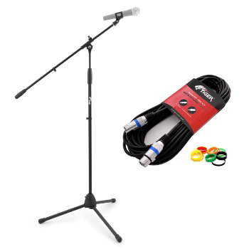 Tiger Boom Microphone Stand & 10m XLR/XLR Microphone Cable Pack
