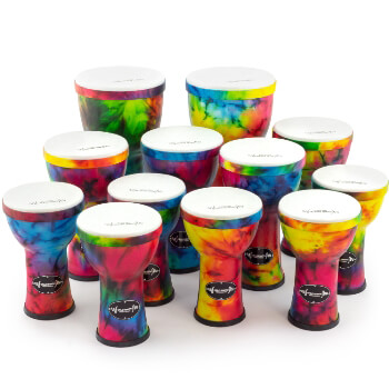 World Rhythm Pre-Tuned Djembe 12 Pack Ideal for Primary Schools and Drum clubs