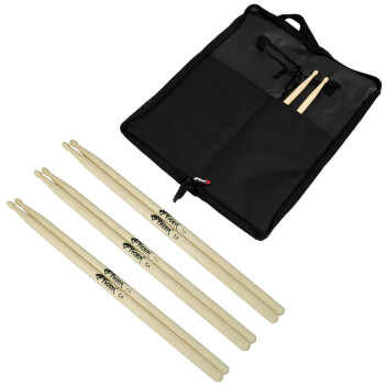 Tiger 3 Pack of Maple Drumsticks and Drumstick Bag Pack