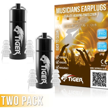 Tiger Professional Musician's Earplugs SNR 20dB – Pack of 2 