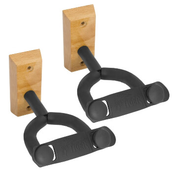 Tiger Pack of 2 Wooden Guitar Wall Mount 