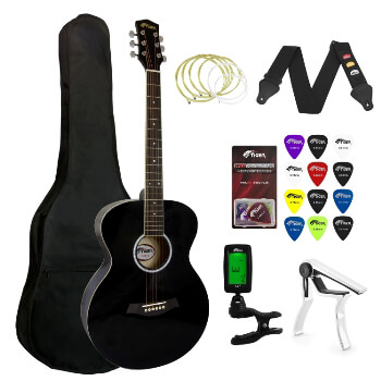 Tiger Beginners Acoustic Guitar Package - Black