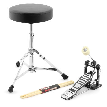 Tiger Electronic Drum accessory Pack with Drum Throne, Bass Drum Pedal & Sticks
