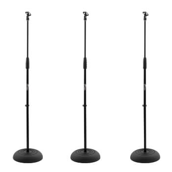 Tiger Pack of 3 Heavy Duty Round Base Microphone Stands