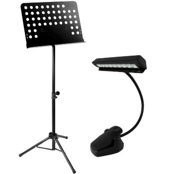 Tiger Black Orchestra Stand & Music Light Pack