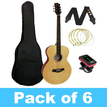 Tiger Acoustic Guitar for Beginners - Pack of 6 With 1 Tuner