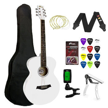 Tiger Beginners Acoustic Guitar Package - White