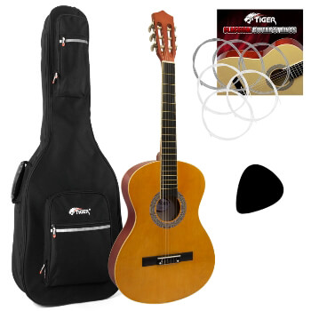 Tiger Classical Guitar 4/4 Size Package with Padded Bag