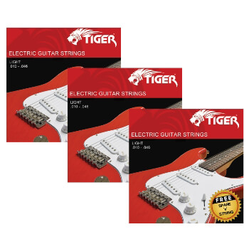 Tiger Electric Guitar Strings - Pack of 3 Light (10 - 46) Sets