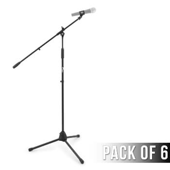 6 Pack of Tiger Professional Black Boom Microphone Stands