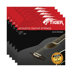 Tiger Acoustic Guitar Strings - Pack of 5 Super Light (11-52) Sets