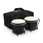 6 and 7 inch Bongo Drums by World Rhythm - Matte Black Bongos, Hand Drums